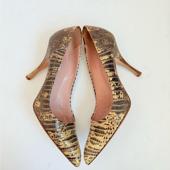 Prada Tan Brown Snakeskin leather pointed toe Pumps Vintage Retro EU 41 - Picture 3 of 10